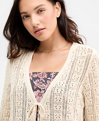 Lucky Brand Women's Cotton Tie-Front Long-Sleeve Cardigan