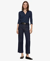 Sanctuary Petite Cotton-Blend Echo Button-Front Top