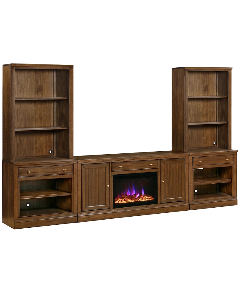 Amren 65" Wood 2 Door Console with Fireplace and Drawer Open Base Hutches