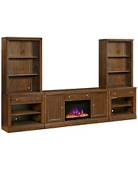 Amren 65" Wood 2 Door Console with Fireplace and Drawer Open Base Hutches