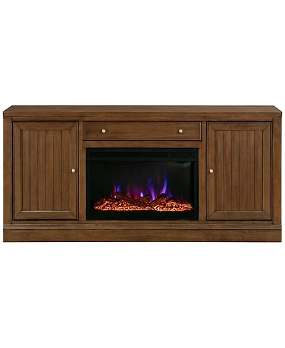 65" 2 Door Console With Drawer And Fireplace