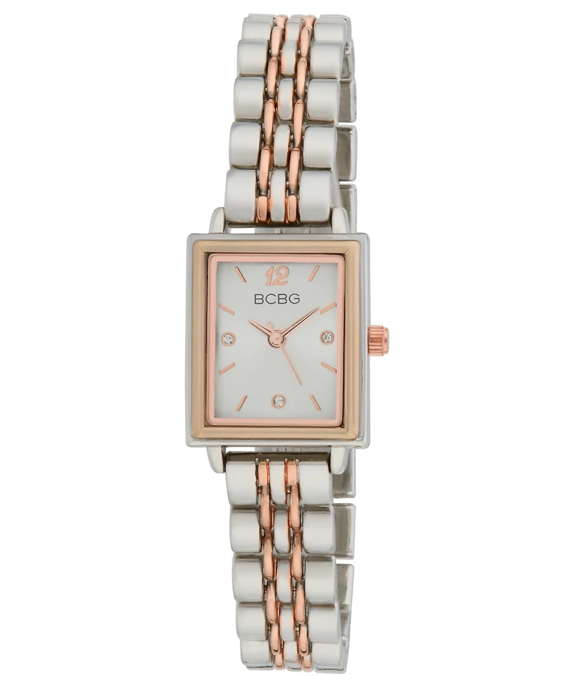 Bcbg Women's Quartz Rectangle Two-Tone Stainless-Steel Watch 21mm