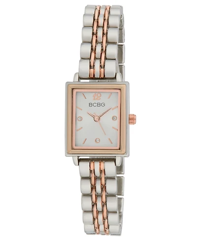 Bcbg Women's Quartz Rectangle Two-Tone Stainless-Steel Watch 21mm