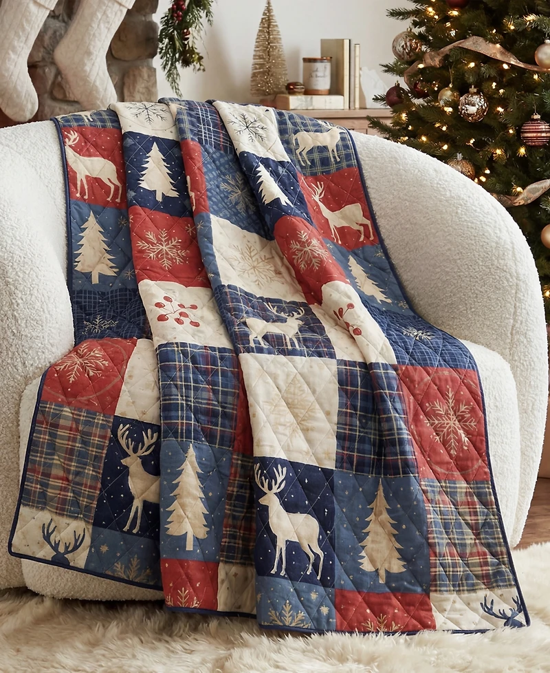 Your Lifestyle Noel Patch Reversible Throw, 50" x 60"