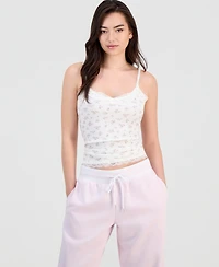 Hippie Rose Juniors' Lace-Trim Longline Printed Cami