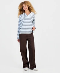 Madden Girl Juniors' Striped Long-Sleeve Rugby Top