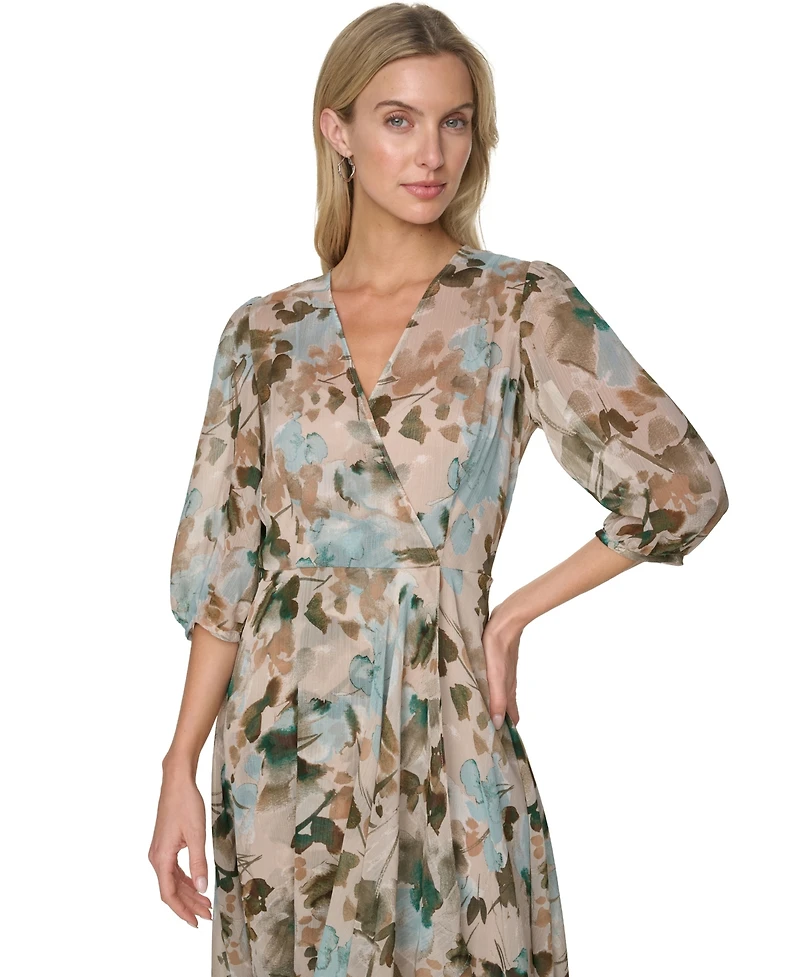 Calvin Klein Women's V-Neck High-Low Dress