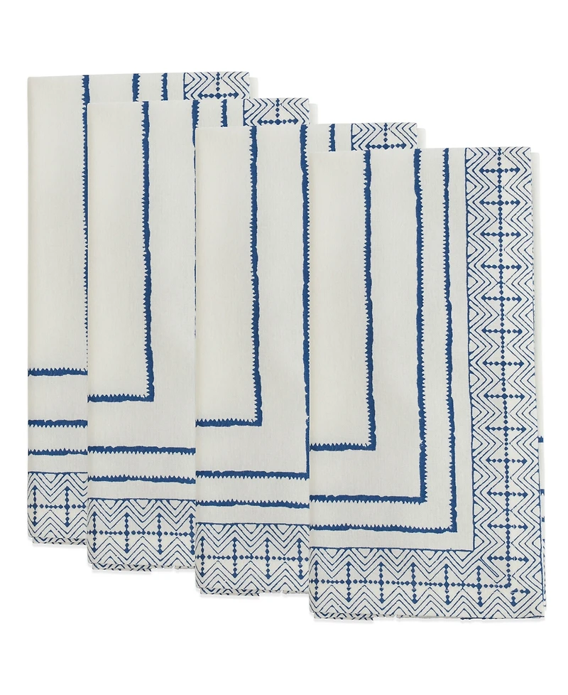 Saro Lifestyle Hand Block Cotton Napkins, Set of 4