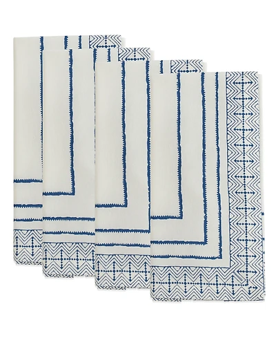 Saro Lifestyle Hand Block Cotton Napkins, Set of 4