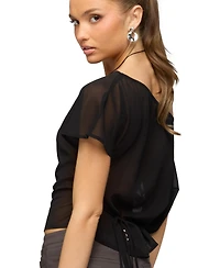 Edikted Women's Noria Sheer Chiffon Off Shoulder Top