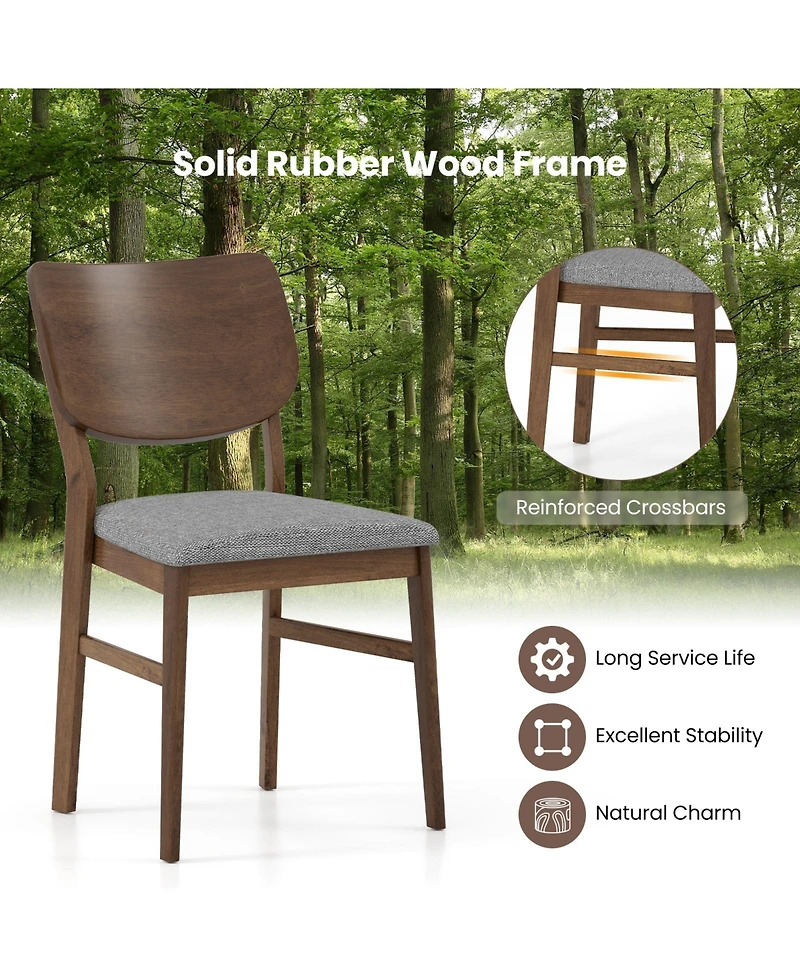Slickblue Set of 2 Farmhouse Kitchen Chairs Upholstered with Rubber Wood Frame for Dining Room