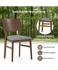 Slickblue Set of 2 Farmhouse Kitchen Chairs Upholstered with Rubber Wood Frame for Dining Room