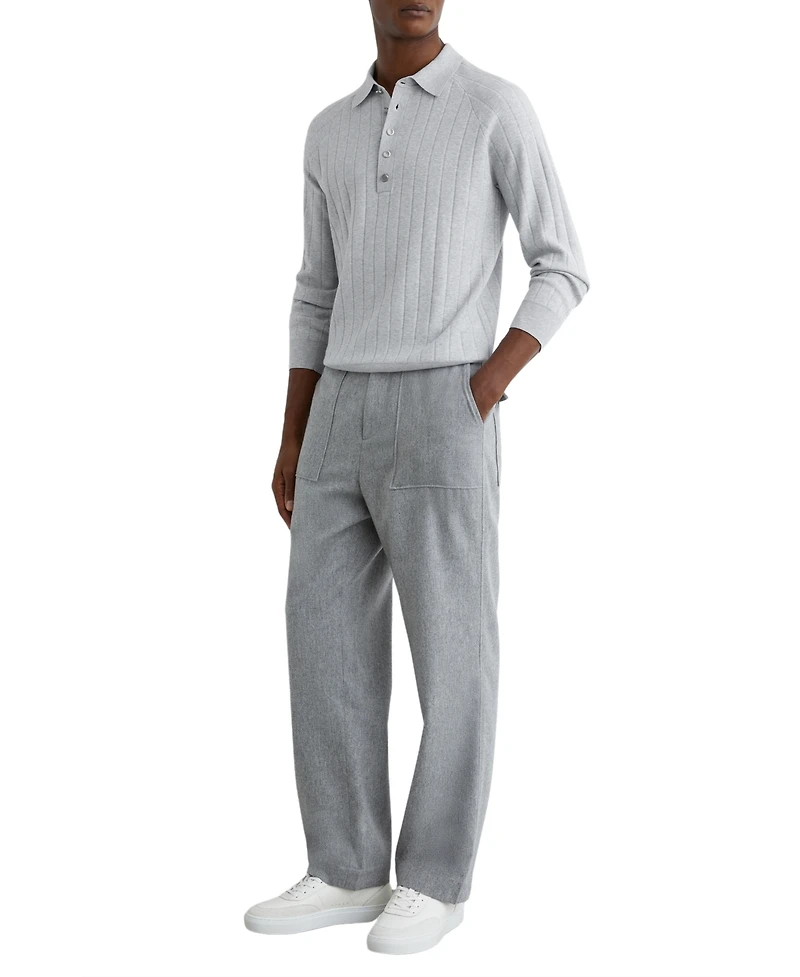 Reiss Men's Dillingham Half Button Wide Ribbed Polo Shirt