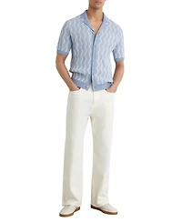 Reiss Men's Johnny Cuban Button Through Wave Stripe Shirt