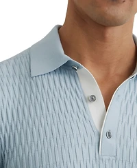 Reiss Men's Era Half Button Textured Polo Shirt
