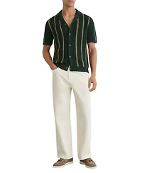 Reiss Men's Ellingham Cuban Button Through Stitch Interest Stripe Shirt