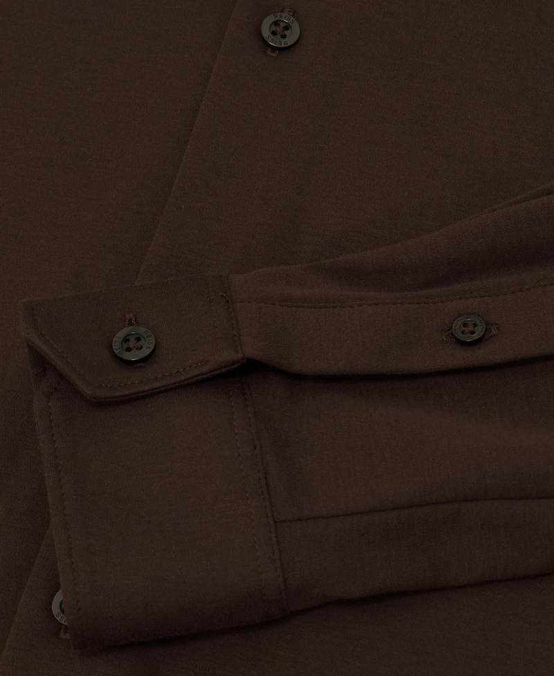 Reiss Men's Half-Button Cable-Knit Wool Shirt