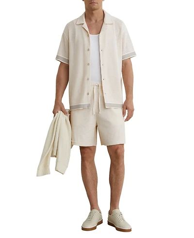Reiss Men's Aliso Crochet Tape Cuban Shirt