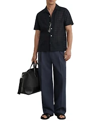 Reiss Men's Belardo Crochet Tile Cuban Shirt