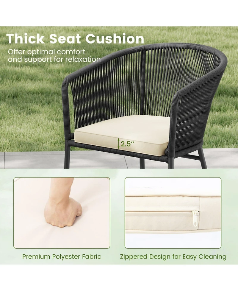 Sugift Patio Chairs Set of 4 with Seat Cushion and Curved Backrest for Patio