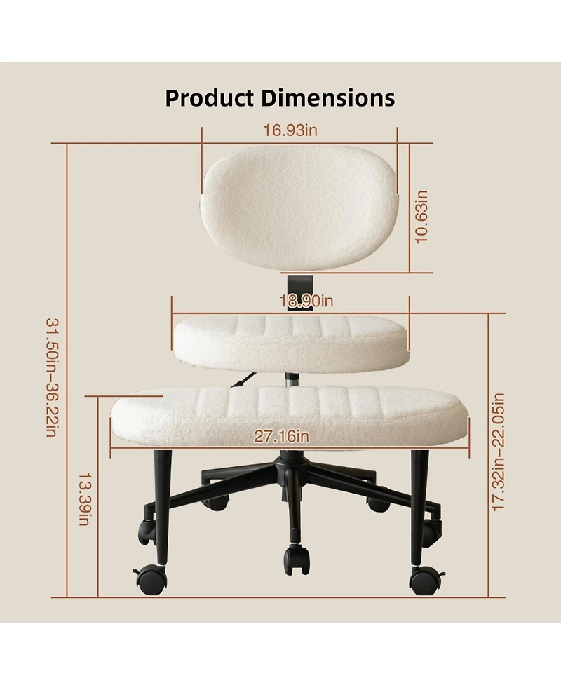 Rainsken 360degree(s) Swivel Meditation Chair, Adjustable Ergonomic Office Chair, Adhd Fidget Desk Chair with Lumbar Support, Rolling Base for Home
