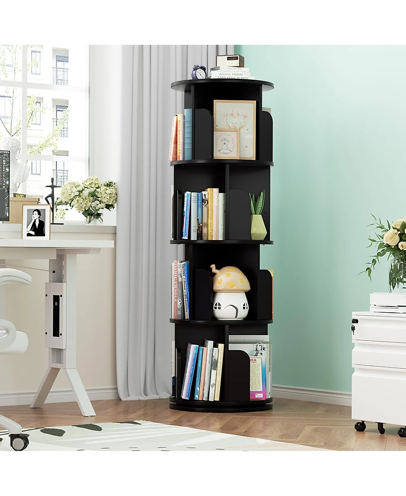 Aheaplus Rotating Bookcase, 360 Display Corner Bookshelf for Small Space