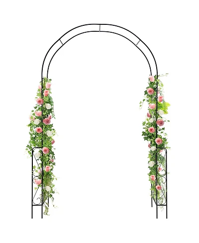 Gymax Metal Garden Arch 7.9 Ft Backdrop Stand for Various Climbing Plants Party