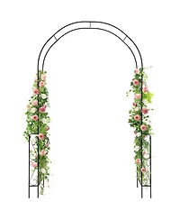 Gymax Metal Garden Arch 7.9 Ft Backdrop Stand for Various Climbing Plants Party