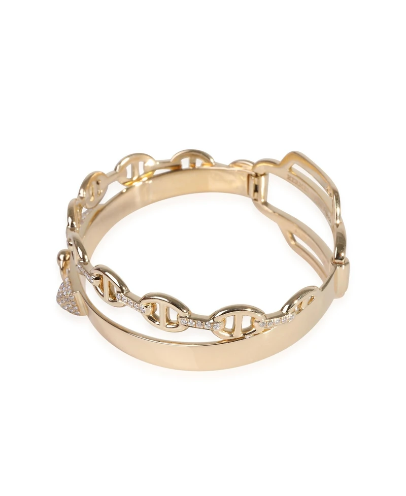 Pre-Owned Hermes Double Tour Collier De Chien Diamond Bracelet in 18k Yellow Gold 0.79 Ctw