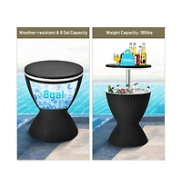 Boyel Living 3 1 8 Gallon Patio Rattan Cooler Bar Table with Adjust Ice