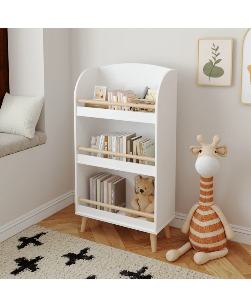 Rainsken 3 Tier Kids Bookshelf, Kids Bookshelf and Toy Storage, Freestanding Shelves and Cube Organizer, for Bedroom Living Room Office School