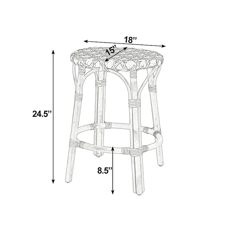 Butler Specialty Ballito 24 in. Seat Height Oval Rattan Counter Stool