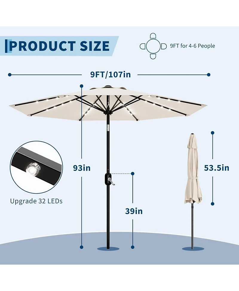 gaomon Feet Outdoor Table Patio Umbrella