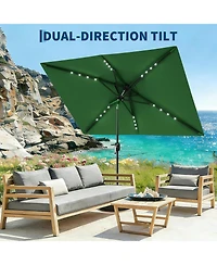 gaomon 10' x 6.5' Solar Patio Umbrella with Crank and Push Button Tilt for Garden, Deck, Lawn, Pool with Lights (No Base)