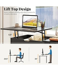 Slickblue Small Space Desk with Hidden Storage and Open Shelving Unit