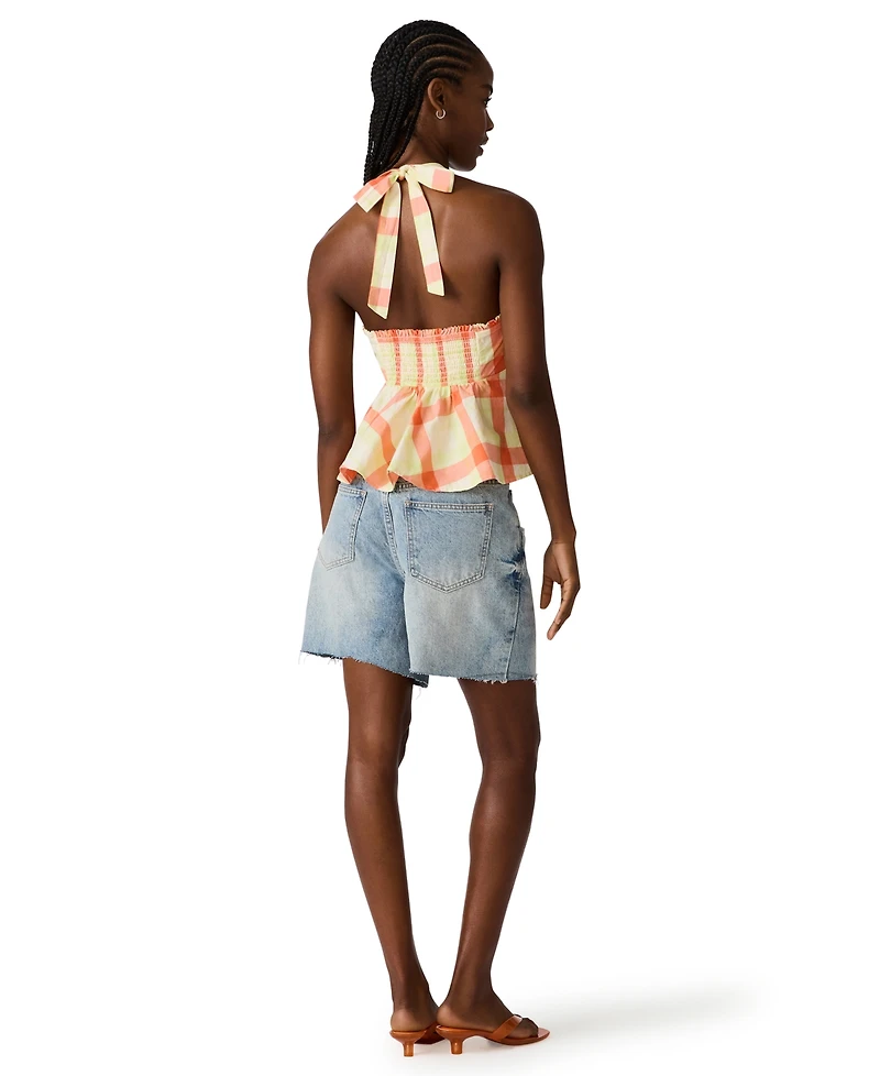 Steve Madden Women's Tania Halter Neck Ruched Back Top