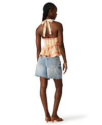 Steve Madden Women's Tania Halter Neck Ruched Back Top