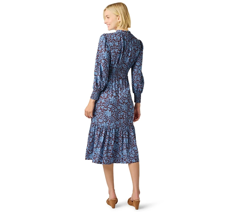 Adrianna Papell Women's Printed Smocked Midi Dress