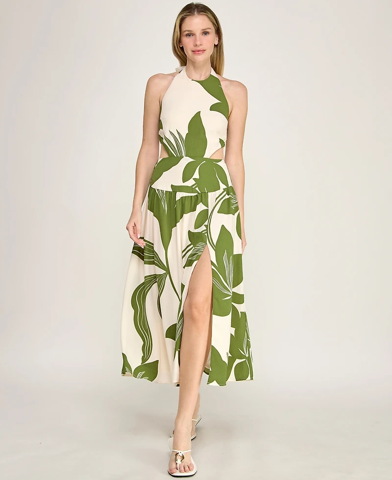 Row A Women's Halter Neck Fit And Flare Midi Dress