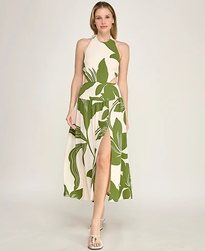 Row A Women's Halter Neck Fit And Flare Midi Dress
