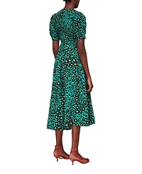 Whistles Women's Painted Leopard Shirred Dress
