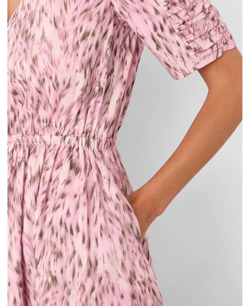 Whistles Women's Short Sleeve V-Neck Printed Midi Dress