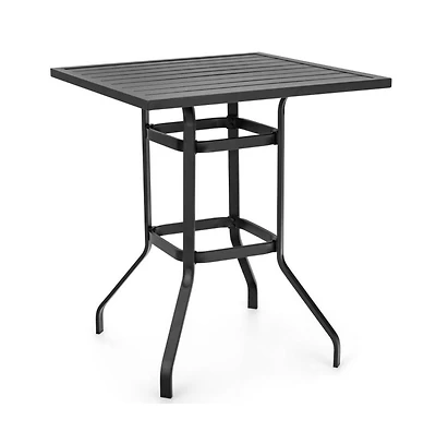 Boyel Living 32 Inches Outdoor Steel Square Bar Table with Powder-Coated Tabletop