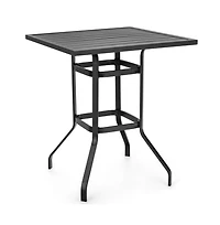 Boyel Living 32 Inches Outdoor Steel Square Bar Table with Powder-Coated Tabletop