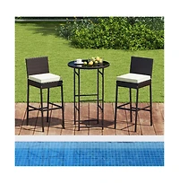 Boyel Living 3 Piece Outdoor Bar Set Patio Heavy-Duty Metal Barstool and Table Set