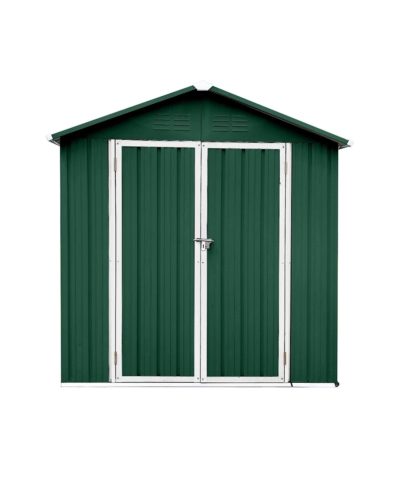Mondawe 4feet x 6feet Outdoor Metal Storage Sheds Apex Roof Garden Tool Storage with Lockable Doors
