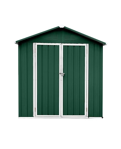 Mondawe 4feet x 6feet Outdoor Metal Storage Sheds Apex Roof Garden Tool Storage with Lockable Doors