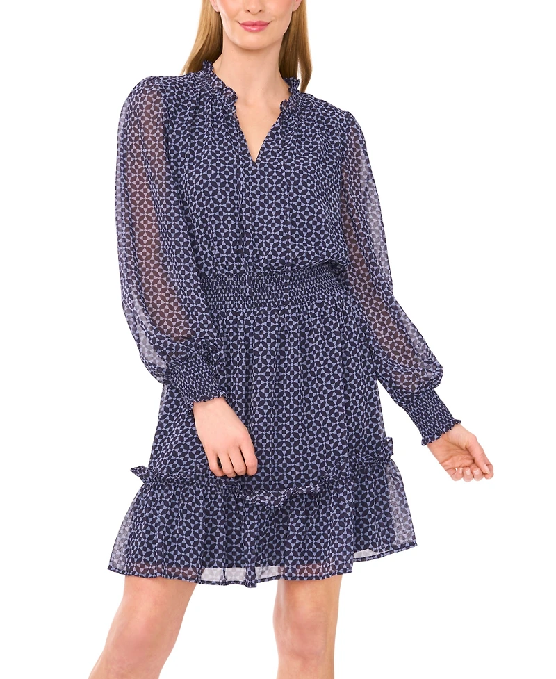 CeCe Women's Tiered Tie-Neck Dress