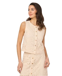 CeCe Women's Front-Button Crewneck Vest Top