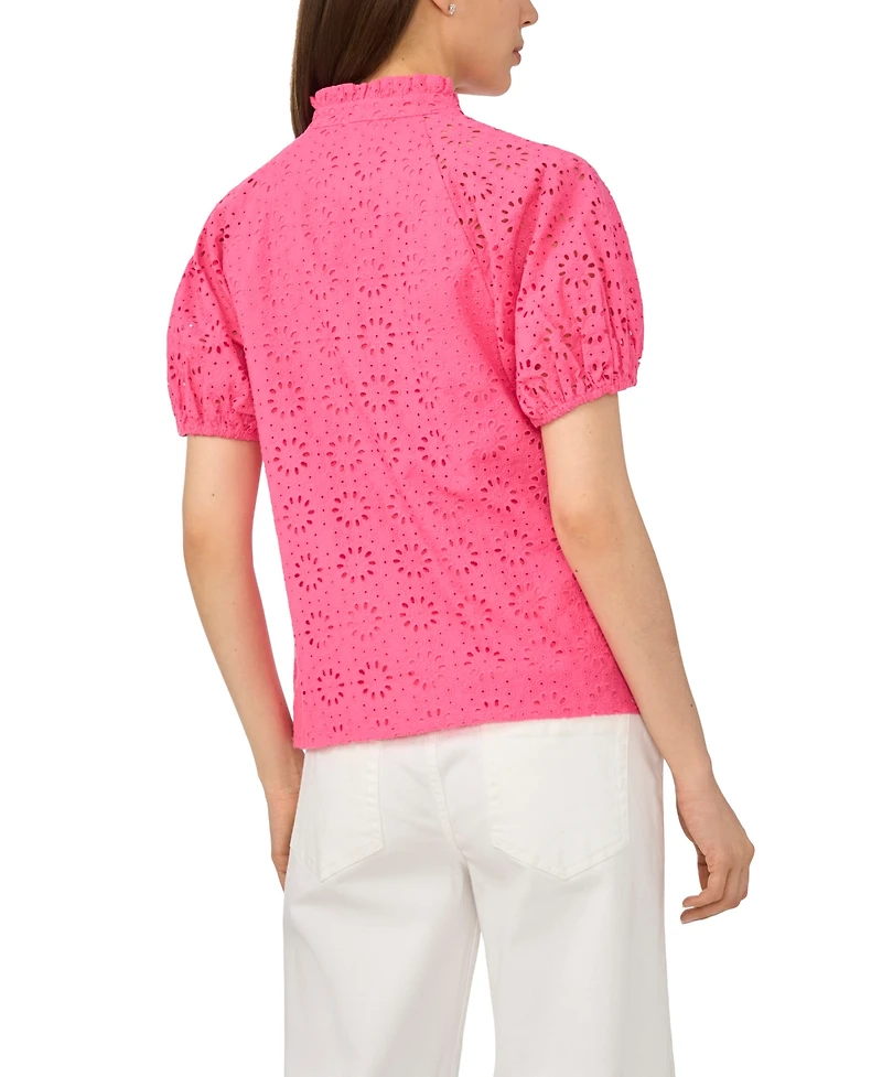 CeCe Women's Short-Sleeve Split Neck Blouse